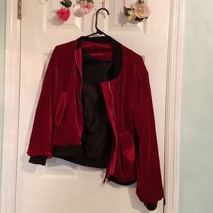 Forever 21 Velvet Zip Up Bomber Jacket